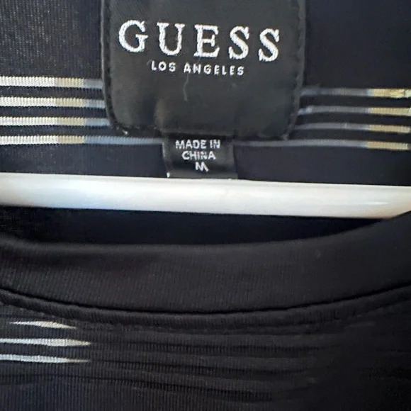 Guess Black Short-Sleeve Tee with Subtle see through Stripes - Picture 2 of 3
